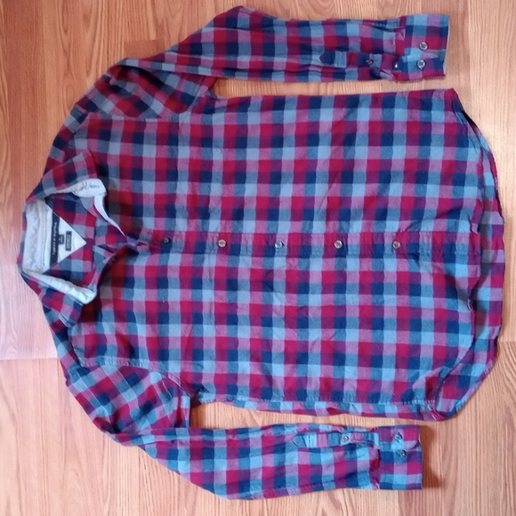 Tommy Hilfiger Shirt Men's Ted Blue Gray Plaid Camp Collared Button Down - Picture 1 of 4